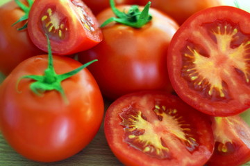 tomatoes on wooden table