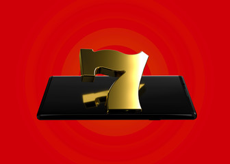 Slot Machine Gold Online Casino Mobile Smartphone Game Icons and Symbols 3D Render