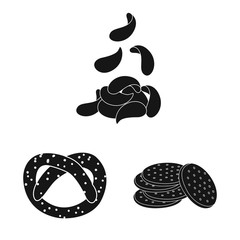 Vector design of party and cooking sign. Set of party and crunchy stock vector illustration.