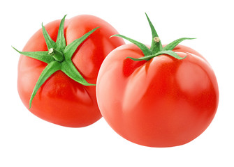 one tomato isolated on white background with clipping path