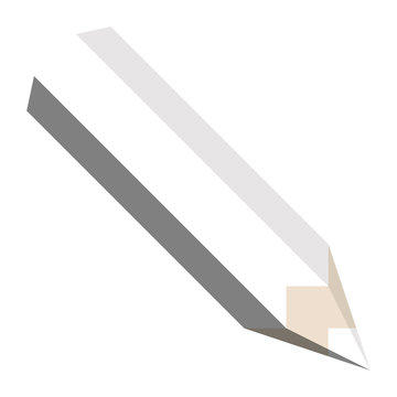 White sharpened pencil. Simple 3D-like vector illustration