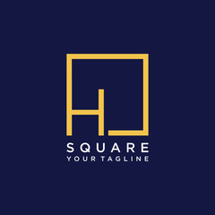Obraz premium letter H Logo design with square frame line art. business consulting concept. studio icon - vector