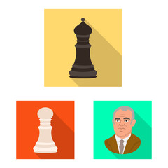 Vector illustration of checkmate and thin symbol. Collection of checkmate and target vector icon for stock.