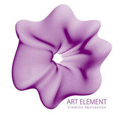 Abstract artistic vector flower line art, artistic linear design element isolated over white background.