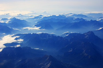 Fototapeta na wymiar View of the Dolomites from the plane