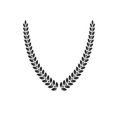 Laurel Wreath floral emblem created in V shape. Heraldic Coat of Arms decorative logo isolated vector illustration.