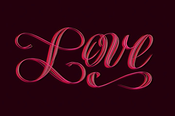 Naklejka na ściany i meble Love - elegant lettering in red hues digital artwork