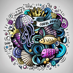 Obraz na płótnie Canvas Cartoon cute doodles Underwater world illustration