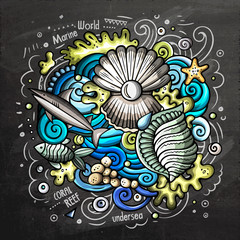 Underwater cartoon doodle chalkboard illustration