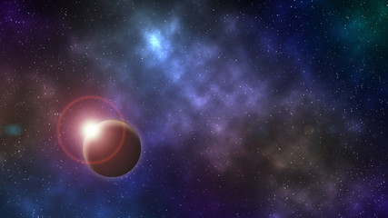 Mystery planet against colorful nebula cosmos sky, elements of this image furnished by NASA