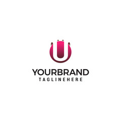 letter U in circle shape logo design concept template
