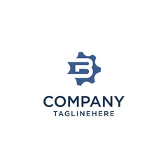 Fototapeta premium B logo initial letter design template vector inside gear shape design concept