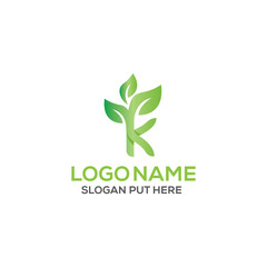 K Letter eco logo design template