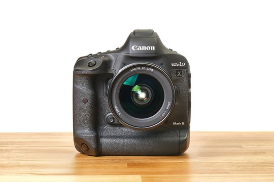 BUDAPEST, HUNGARY - NOVEMBER 30, 2017: Canon EOS 1Dx mark II, Canon's flagship DSLR, 24mm lens attached