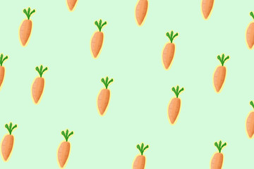 Carrots illustration hand drawn pattern background.