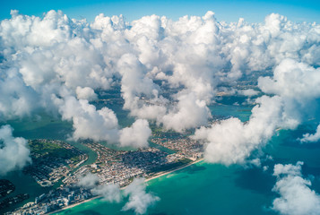 Naklejka na ściany i meble View of the Miami City - United States from the plane