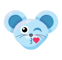 Emoji Animal Mouse Kiss with Heart Expression