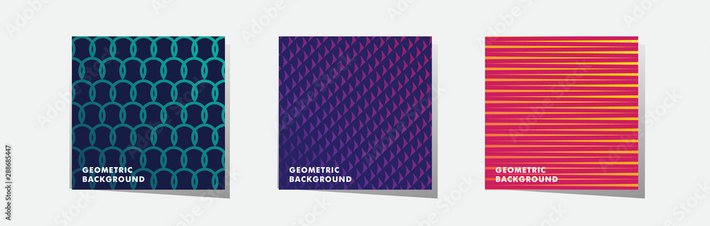 Poster set pattern geometric design, modern background seamless. cool color vector eps.