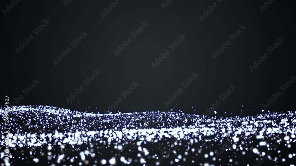 Fototapete Sci fi Digital Wave Dot Particle Motion Background. Beautiful Landscape Floating Defocus Animation Graphic Design.