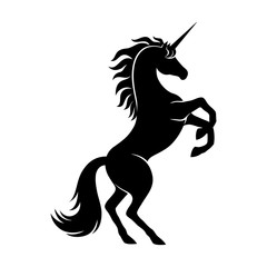 Black unicorn sign on a white background. - obrazy, fototapety, plakaty