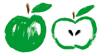 Apple. Green fruit. Grunge design vector illustration