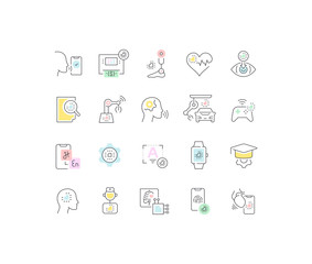 Set Vector Line Icons of Artificial Intelligence