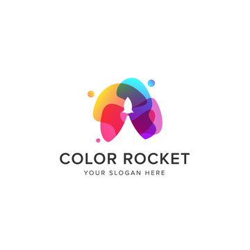 Color rocket logo vector icon