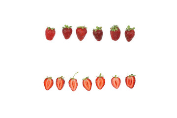 A set of fresh strawberry isolated on white background.