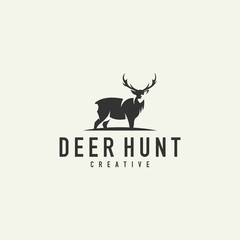 silhouette deer logo - vector illustration on a light background