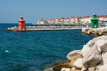 view of old town of piran slovenia