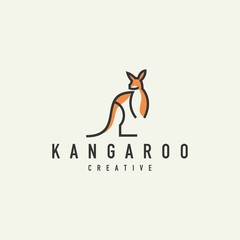 monoline kangaroo logo-vector illustration on a light background