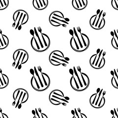 Dish Fork Knife Spoon Icon Seamless Pattern