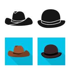 Vector illustration of clothing and cap icon. Collection of clothing and beret vector icon for stock.
