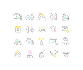 Set Vector Line Icons of B2C