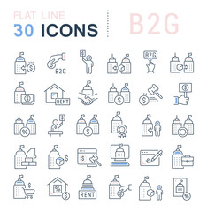 Fototapeta na wymiar Set Vector Line Icons of B2G