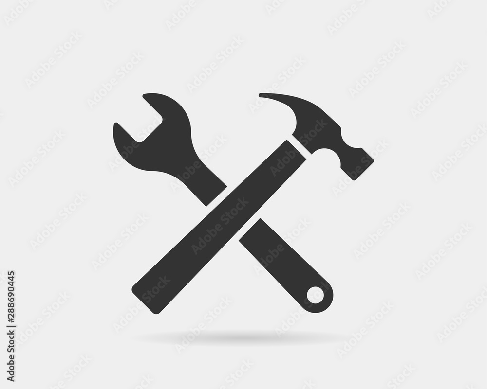 Poster tools vector wrench icon. spanner logo design element. key tool isolated on white background.