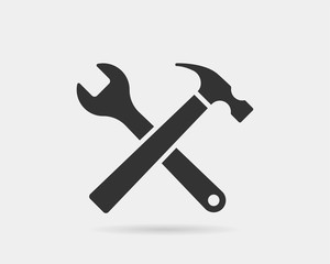 Tools vector wrench icon. Spanner logo design element. Key tool isolated on white background.