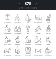 Set Vector Line Icons of B2G