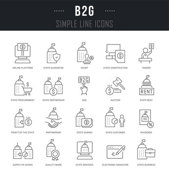 Set Vector Line Icons of B2G