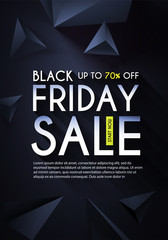 Black friday. Sale design template with realistic 3D triangles.