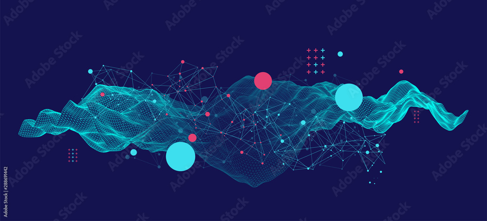 Aufkleber Template for science and technology presentation. Plexus style background.