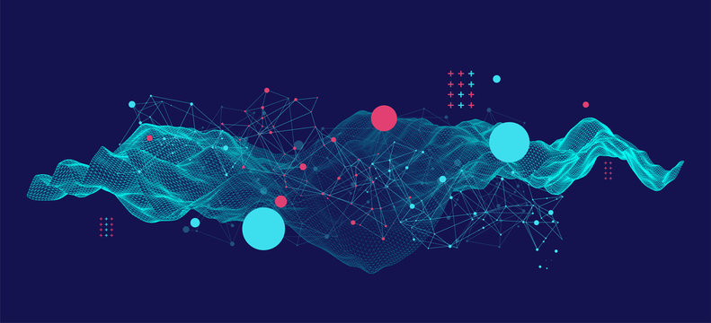 Template for science and technology presentation. Plexus style background.