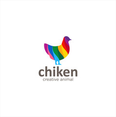 Colorful Hen Logo Icon Vector Design Creative sign . Poultry Logo Colorful Design Vector Illustration