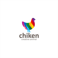 Colorful Hen Logo Icon Vector Design Poultry Illustration