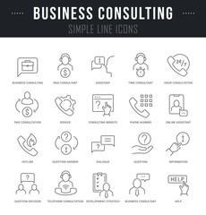 Set Vector Line Icons of Business Consulting