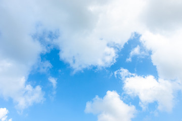 Nature Bright blue Sky with white clouds on blackground. Beautiful sky and clouds in the afternoon.