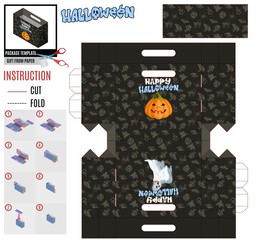 template for halloween evil pumpkin and vile ghost