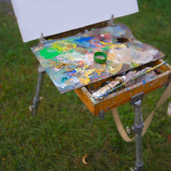 Easel with blank canvas