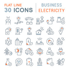 Set Vector Line Icons of Business Electricity