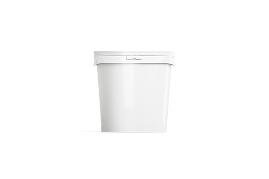 Blank white ice cream bucket mockup, front view